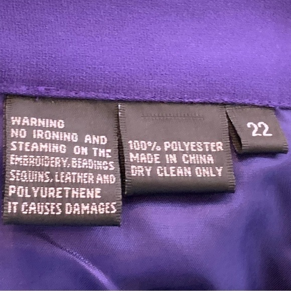 Natasia Collection Faux Fur Collar Purple formal skirt suit set Mother of bride - Picture 12 of 12